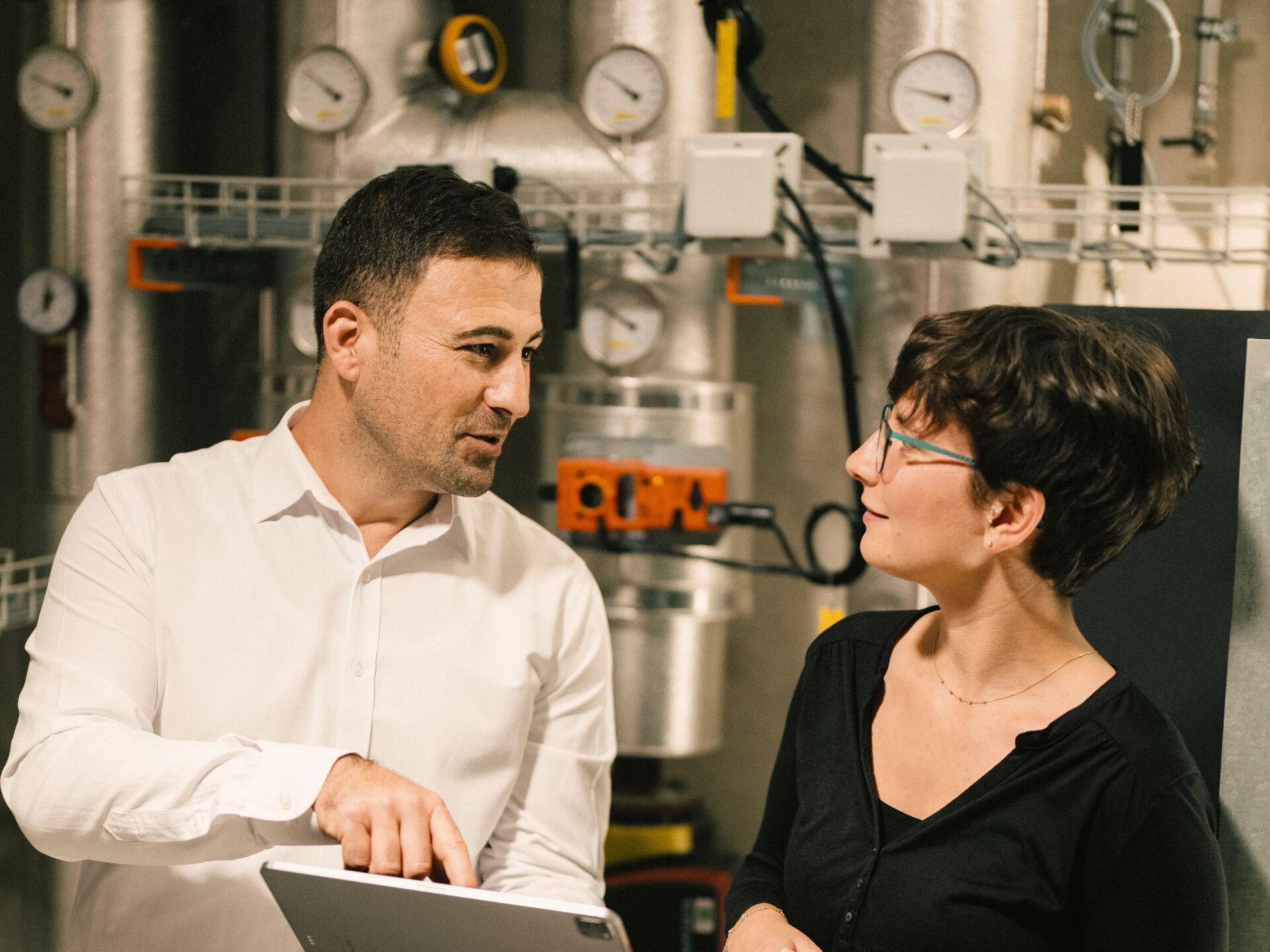 Heizung Kunde mit Vertriebsmitarbeiter