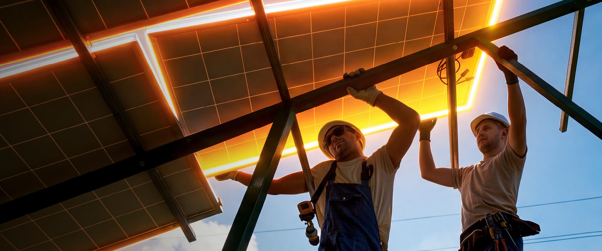 Arbeiter PV-Anlage